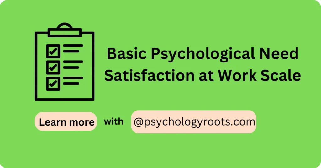 Basic Psychological Need Satisfaction at Work Scale